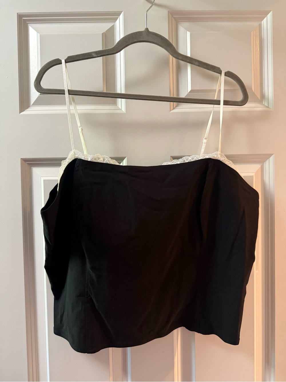 wild fable Black Cami with White Lace Trim